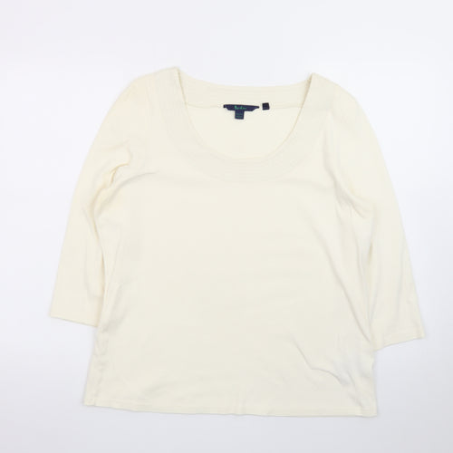 Boden Women’s Ivory 3/4 Sleeve Scoop Neck Cotton T-Shirt Size 10