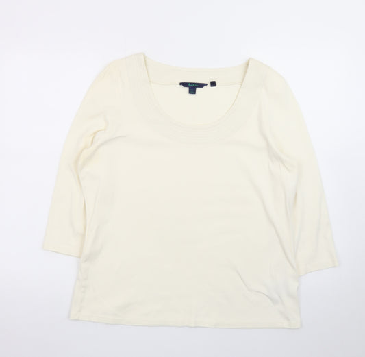 Boden Women’s Ivory 3/4 Sleeve Scoop Neck Cotton T-Shirt Size 10