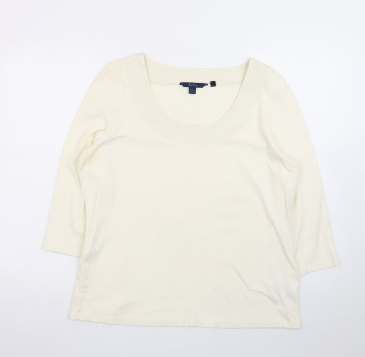 Boden Women’s Ivory 3/4 Sleeve Scoop Neck Cotton T-Shirt Size 10