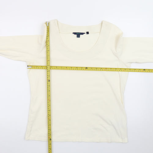 Boden Women’s Ivory 3/4 Sleeve Scoop Neck Cotton T-Shirt Size 10
