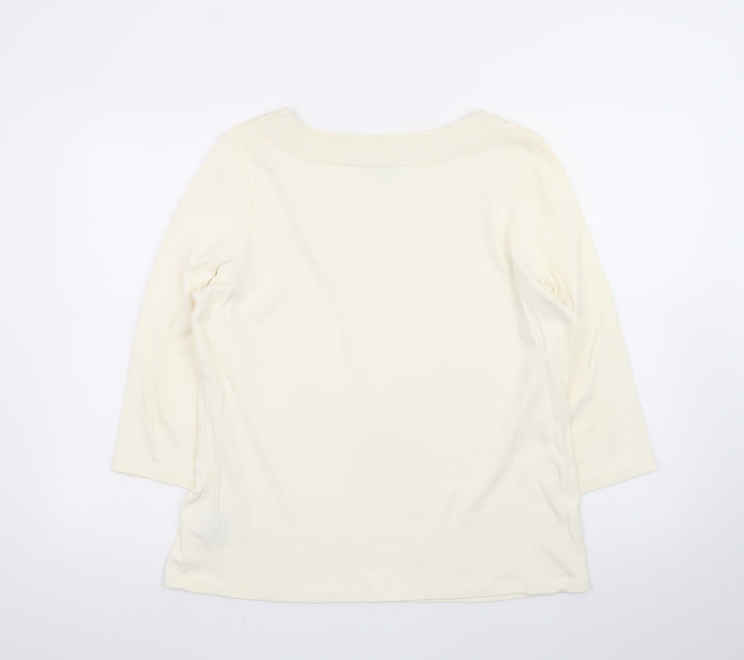 Boden Women’s Ivory 3/4 Sleeve Scoop Neck Cotton T-Shirt Size 10