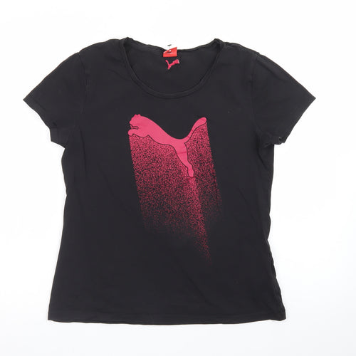 Puma Womens Black Short Sleeve Crew Neck T-Shirt Size 14