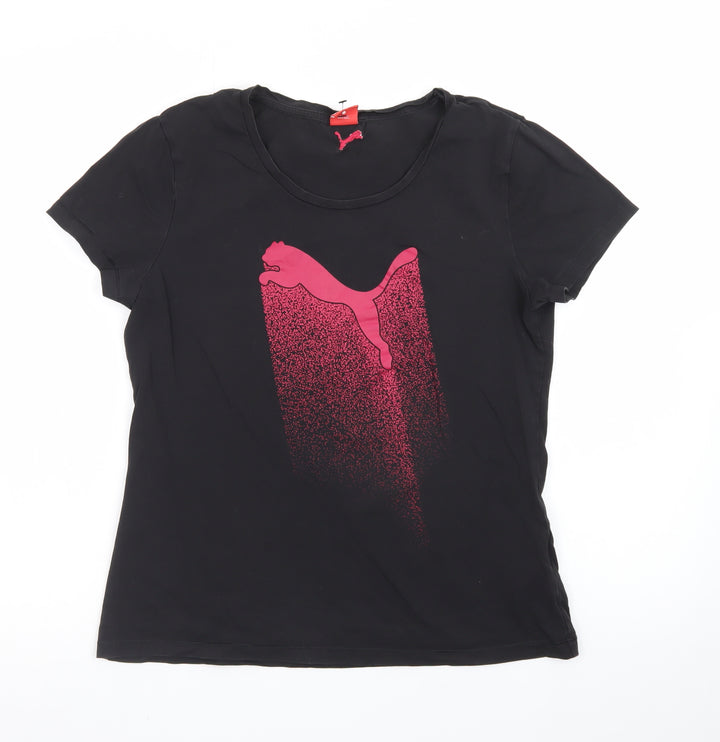 Puma Womens Black Short Sleeve Crew Neck T-Shirt Size 14