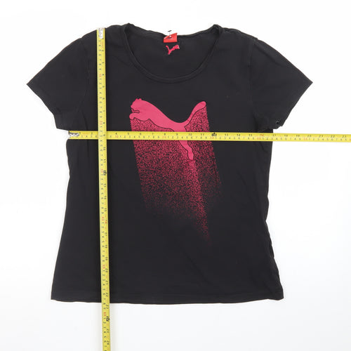 Puma Womens Black Short Sleeve Crew Neck T-Shirt Size 14