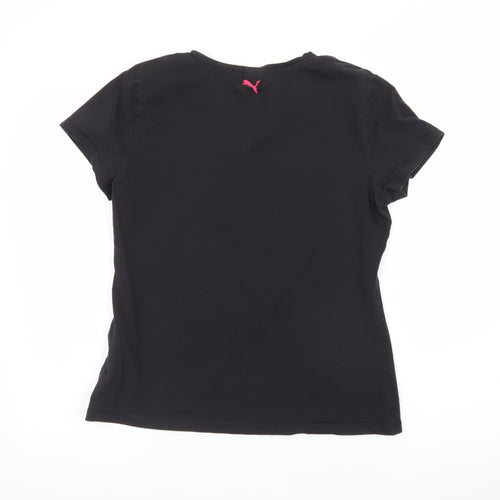 Puma Womens Black Short Sleeve Crew Neck T-Shirt Size 14