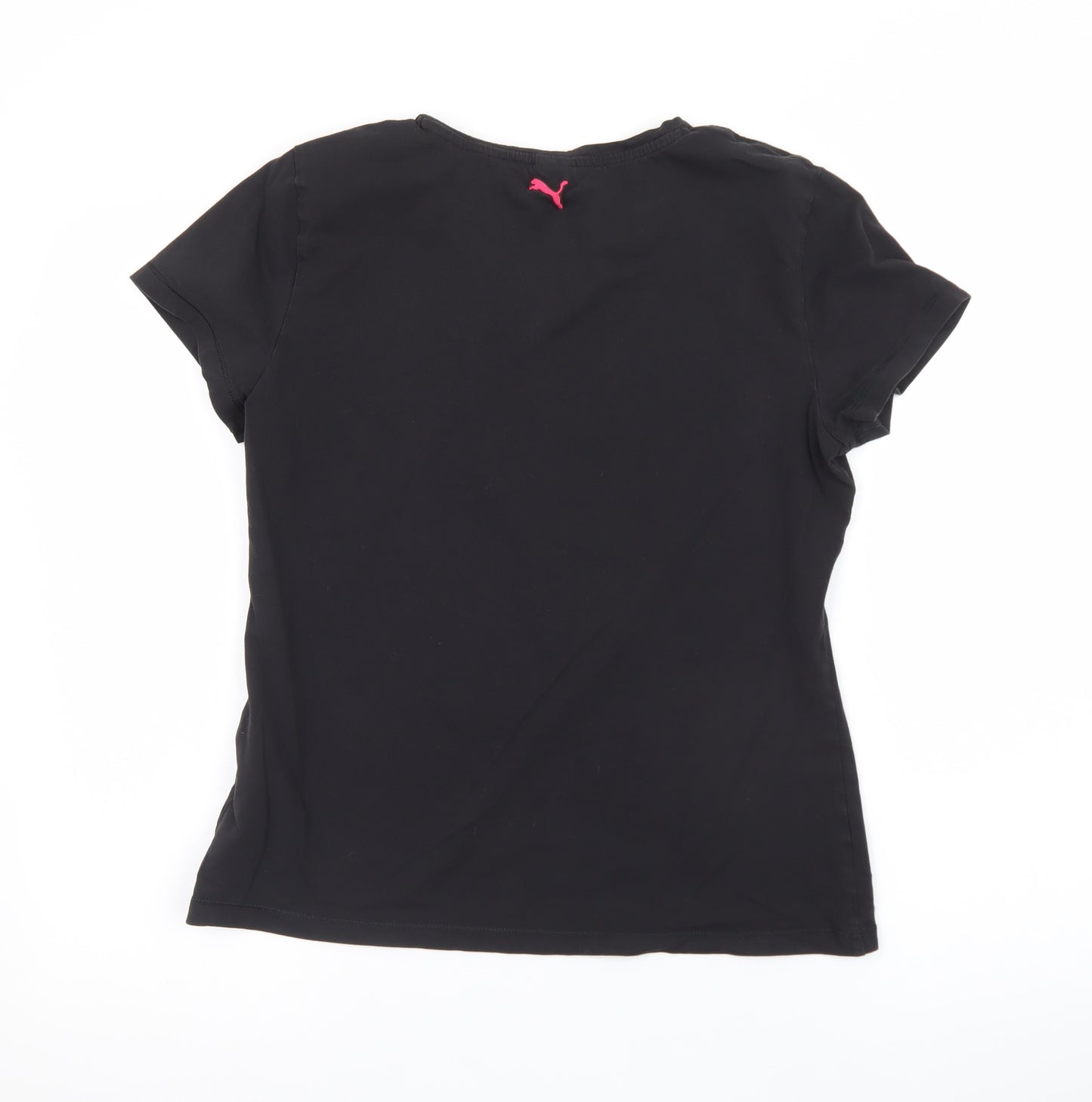 Puma Womens Black Short Sleeve Crew Neck T-Shirt Size 14