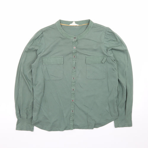 White Stuff Women's Green Cotton Button-Up Shirt Size 12