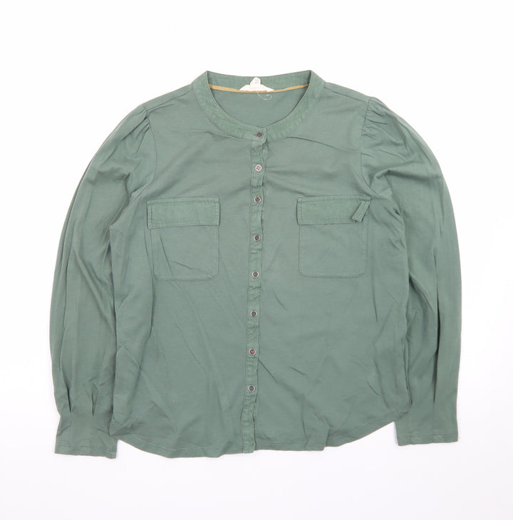 White Stuff Women's Green Cotton Button-Up Shirt Size 12