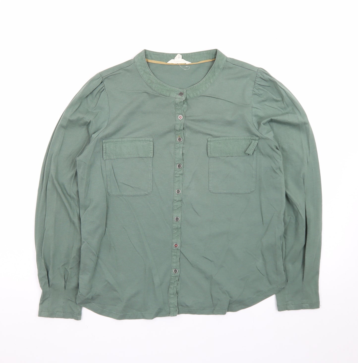 White Stuff Women's Green Cotton Button-Up Shirt Size 12