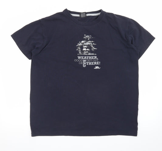 Trespass Mens Blue Graphic Outdoor T-Shirt Size M Lightweight Cotton