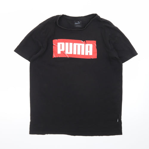 Puma Men's Black Logo Short Sleeve Cotton T-Shirt Size M