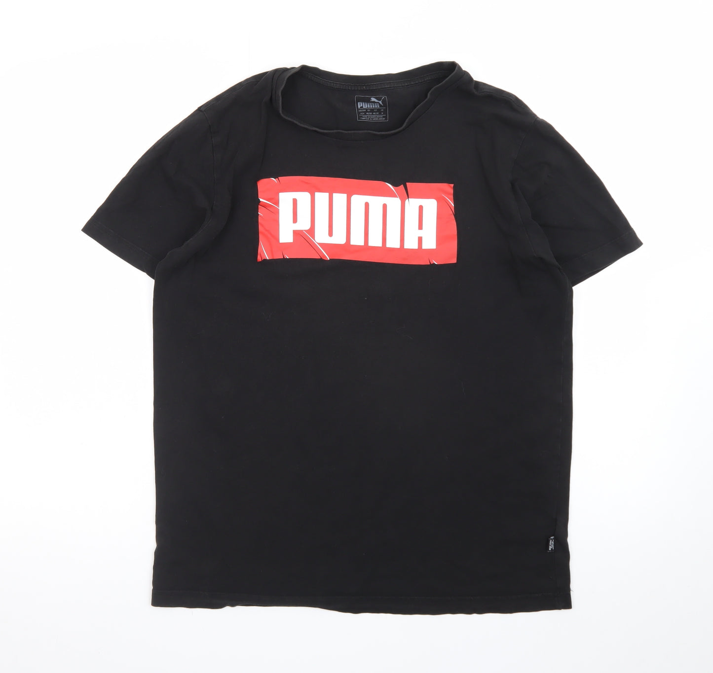 Puma Men's Black Logo Short Sleeve Cotton T-Shirt Size M