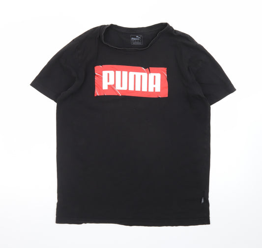 Puma Men's Black Logo Short Sleeve Cotton T-Shirt Size M