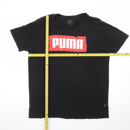 Puma Men's Black Logo Short Sleeve Cotton T-Shirt Size M