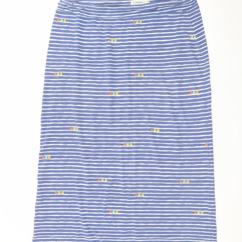 Seasalt Cornwall Women Blue Striped Cotton Stretch Skirt Size 14