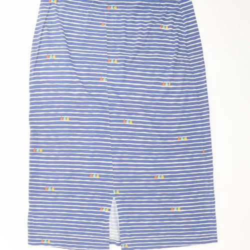 Seasalt Cornwall Women Blue Striped Cotton Stretch Skirt Size 14