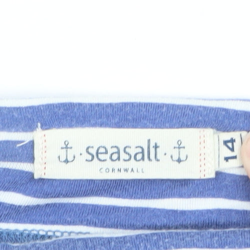 Seasalt Cornwall Women Blue Striped Cotton Stretch Skirt Size 14