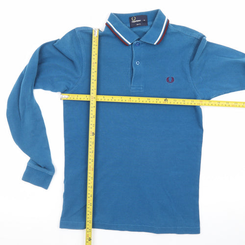 Fred Perry Men's Blue Long Sleeve Slim Fit Polo Shirt XS