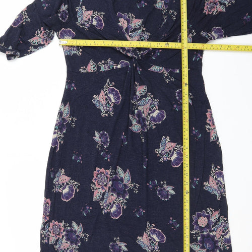 Fat Face Women's Blue Floral Knee Length A-Line Dress Size 14