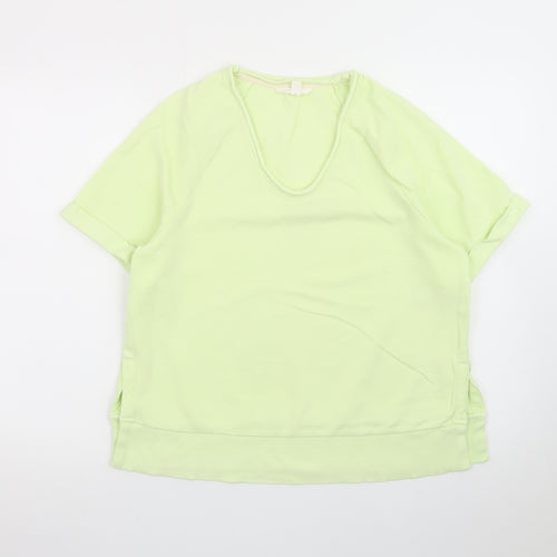 Marks and Spencer Per Una Women's Green Cotton Short Sleeve T-Shirt Size S