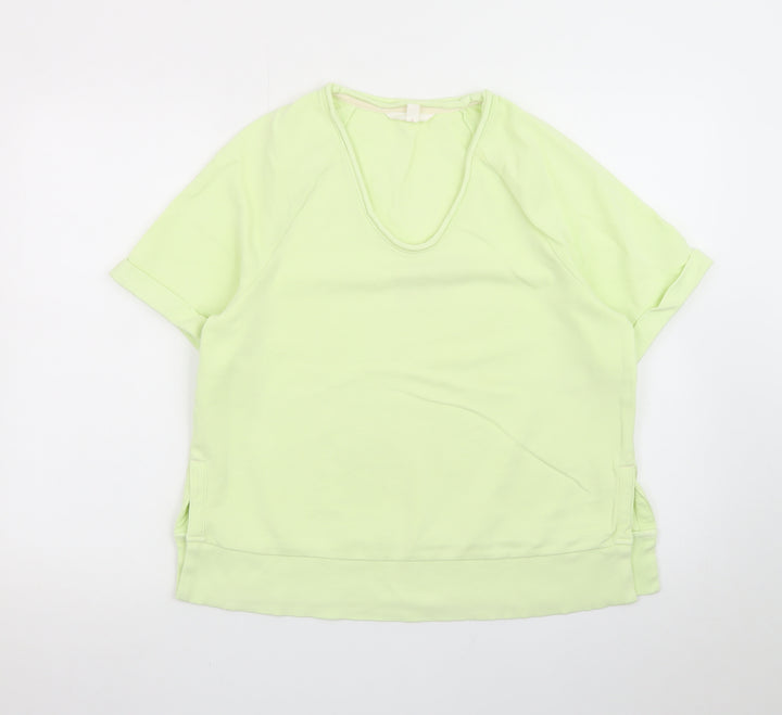 Marks and Spencer Per Una Women's Green Cotton Short Sleeve T-Shirt Size S