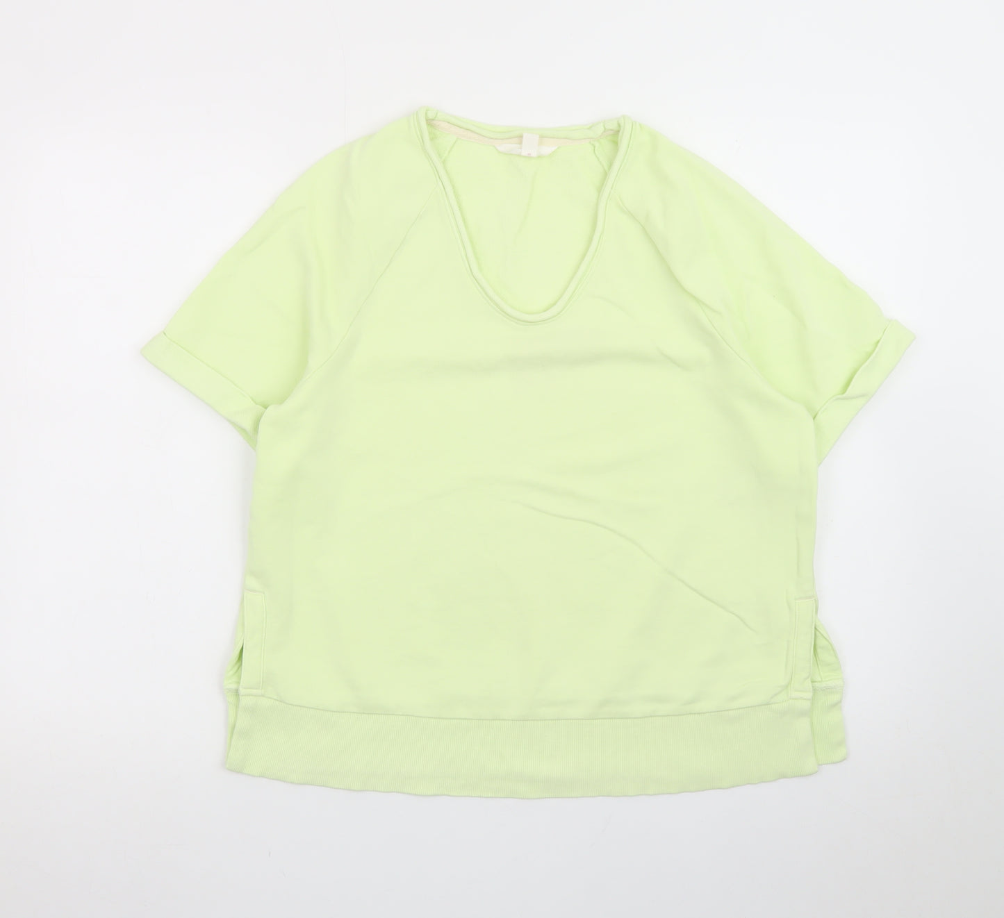 Marks and Spencer Per Una Women's Green Cotton Short Sleeve T-Shirt Size S