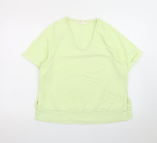 Marks and Spencer Per Una Women's Green Cotton Short Sleeve T-Shirt Size S