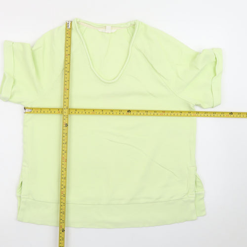 Marks and Spencer Per Una Women's Green Cotton Short Sleeve T-Shirt Size S