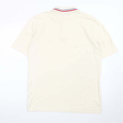 Yves Saint Laurent Men’s Ivory Polo Shirt L Classic Collared Cotton Blend