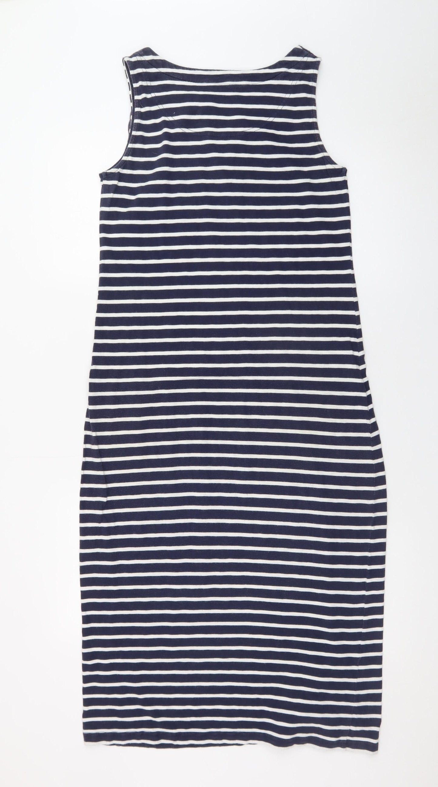 Joules Women Blue Striped Shift Dress Size 12 Sleeveless Jersey
