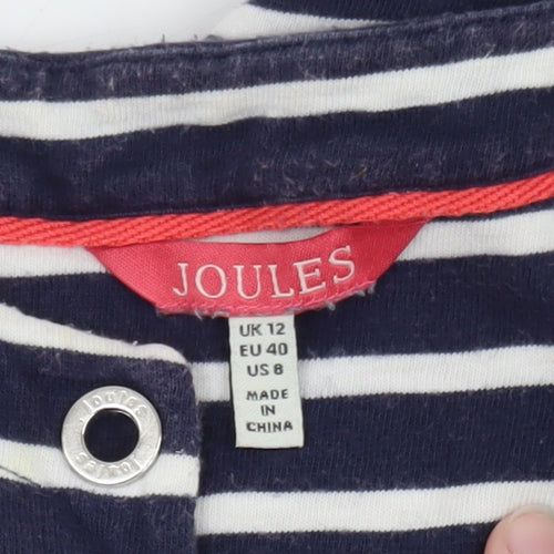 Joules Women Blue Striped Shift Dress Size 12 Sleeveless Jersey