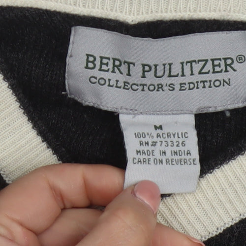 Bert Pulitzer Men's Black Knit V-Neck Pullover Jumper Size M