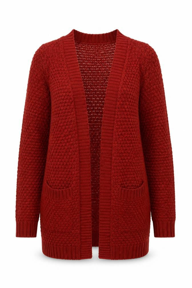 Vero Moda Women’s Red Knit Open Front Cardigan Size M Long Sleeve