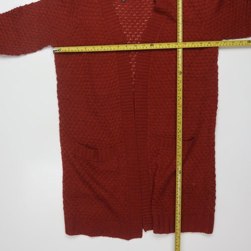 Vero Moda Women’s Red Knit Open Front Cardigan Size M Long Sleeve