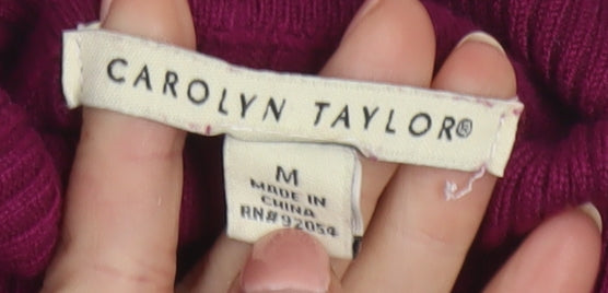 Carolyn Taylor Womens Purple Roll Neck Rib Knit Jumper M
