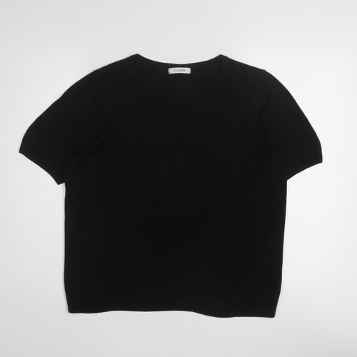 Marks and Spencer Womens Black Short Sleeve Knit Jumper Size 16