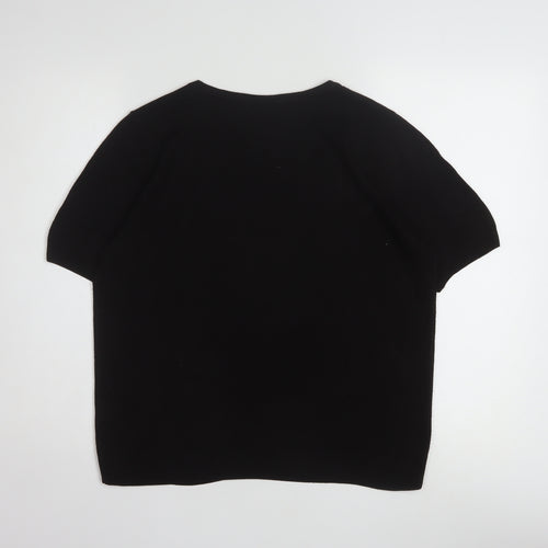 Marks and Spencer Womens Black Short Sleeve Knit Jumper Size 16