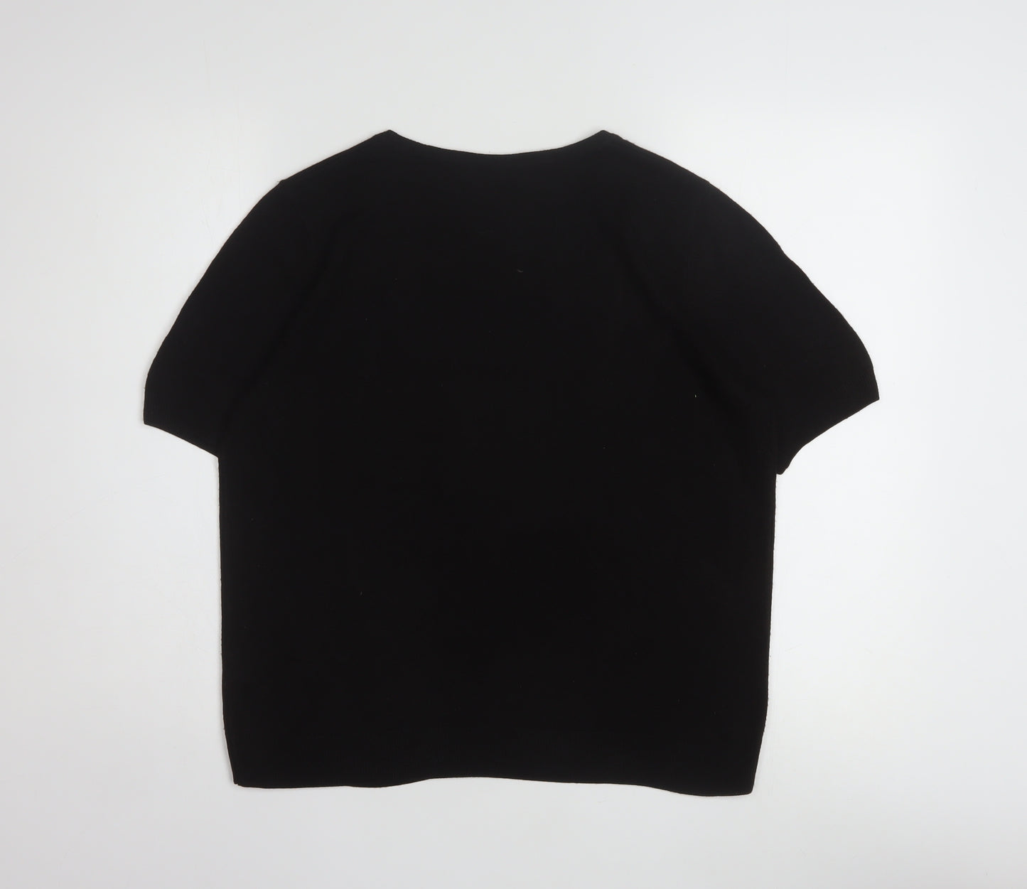 Marks and Spencer Womens Black Short Sleeve Knit Jumper Size 16