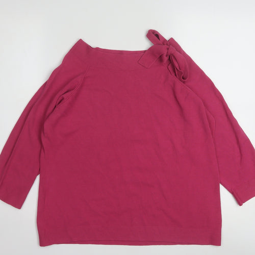Marks and Spencer Women Pink Bow Neck 3/4 Sleeve Jumper Size 20