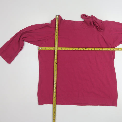 Marks and Spencer Women Pink Bow Neck 3/4 Sleeve Jumper Size 20