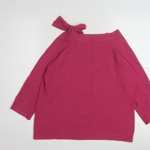 Marks and Spencer Women Pink Bow Neck 3/4 Sleeve Jumper Size 20