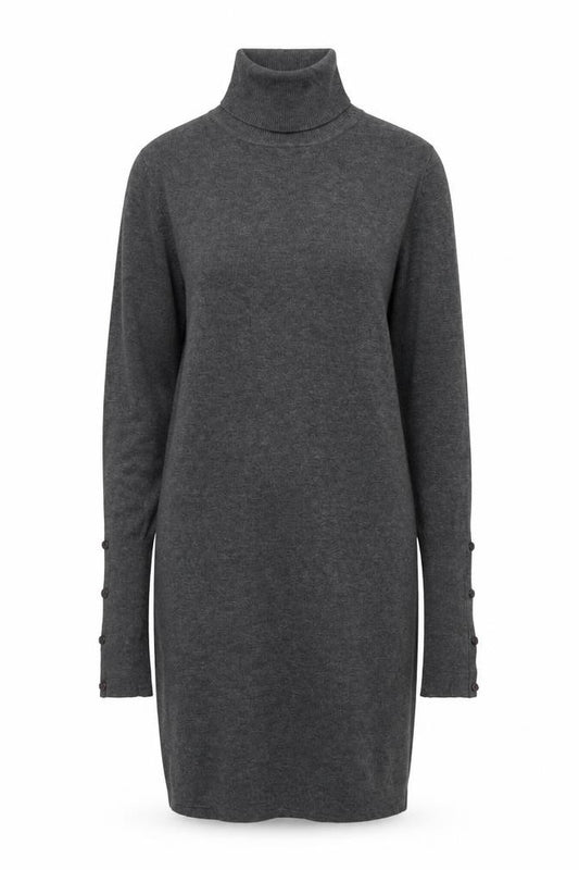 Front view of Tezenis Women Grey Slim Fit Roll Neck Long Sleeve Tunic Jumper S