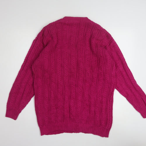 Best American Women’s Pink Chunky Knit Cardigan Size S V-Neck Ramie Cotton