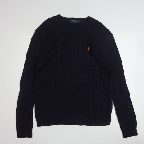 Polo Ralph Lauren Men's Blue Cable-Knit Cotton Jumper M