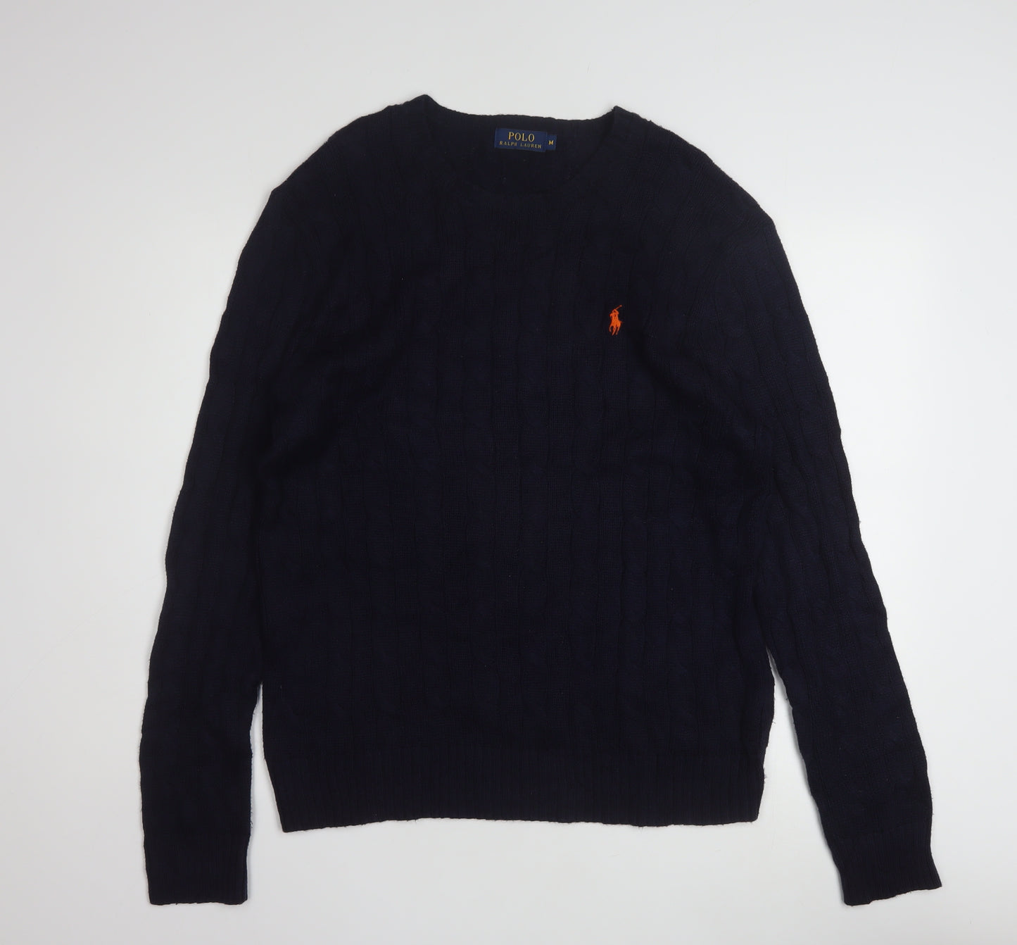 Polo Ralph Lauren Men's Blue Cable-Knit Cotton Jumper M