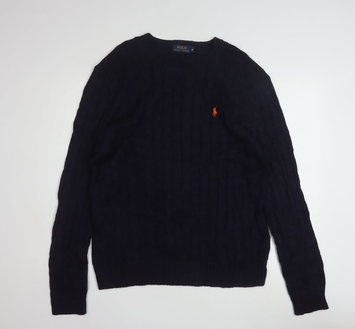 Polo Ralph Lauren Men's Blue Cable-Knit Cotton Jumper M