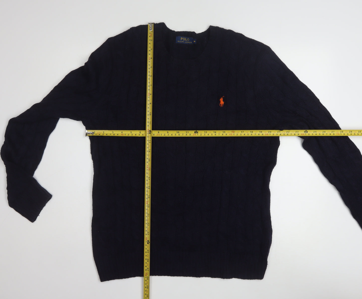 Polo Ralph Lauren Men's Blue Cable-Knit Cotton Jumper M