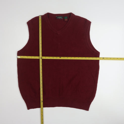 Saddlebred Men Red Cotton Knit V-Neck Sleeveless Vest L