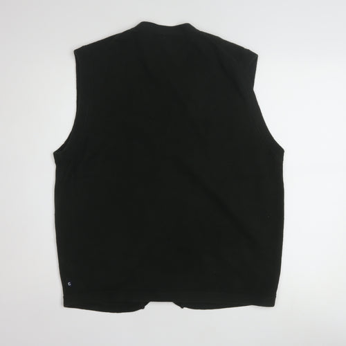 Chaps Men's Black Cotton V-Neck Sleeveless Vest Jumper L