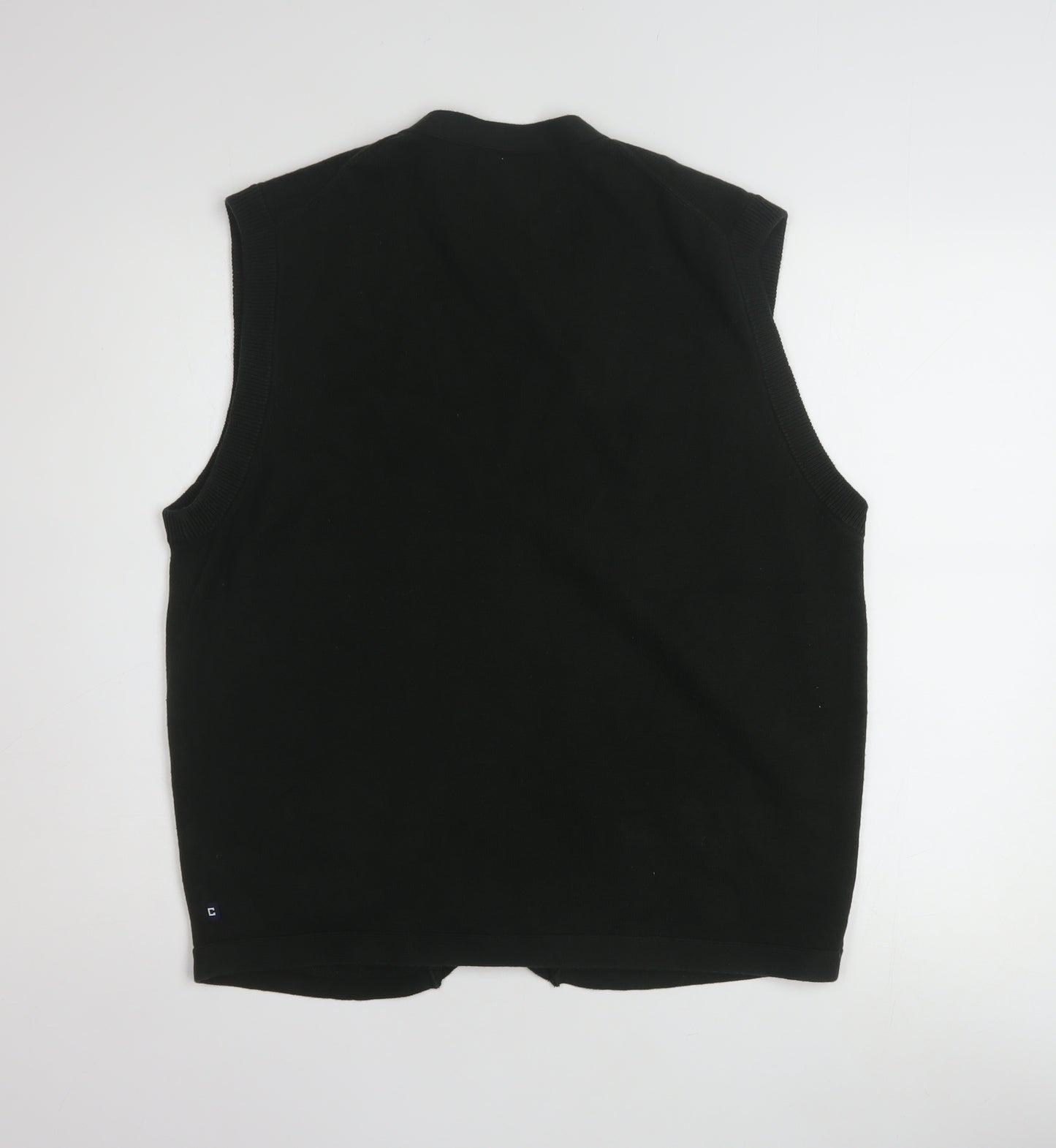 Chaps Men's Black Cotton V-Neck Sleeveless Vest Jumper L